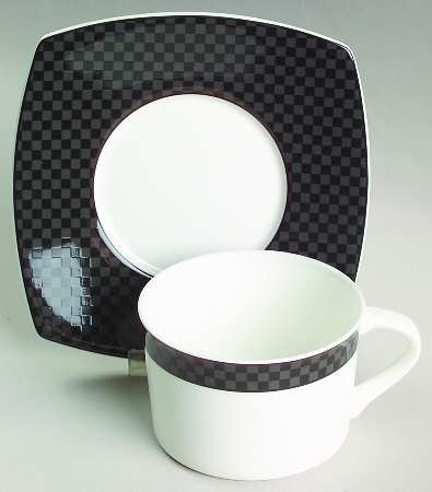 Moderno Black Flat Cup & Saucer Set