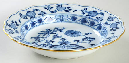 Blue Onion (Gold Trim) Large Rim Soup Bowl