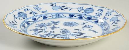 Blue Onion (Gold Trim) Large Rim Soup Bowl