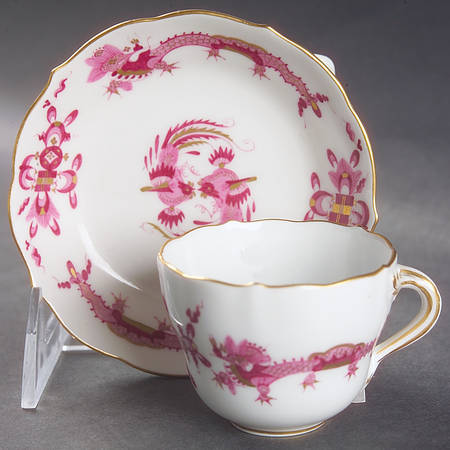 Dragon Pink (Gold Accent) Flat Demitasse Cup & Saucer Set