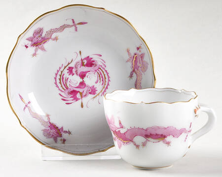 Dragon Pink (Gold Accent) Flat Demitasse Cup & Saucer Set
