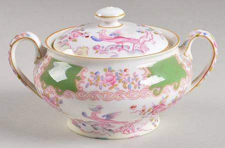 Cockatrice Green (Smooth, Wreath Backstamp) Sugar Bowl & Lid