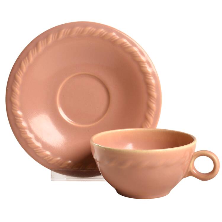 Mission Bell Peach Flat Cup & Saucer Set