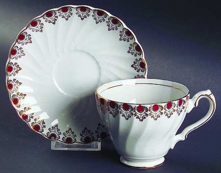 Ruby Jewel Footed Cup & Saucer Set
