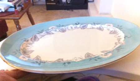 Morning Glory (Turquoise) 18" Oval Serving Platter