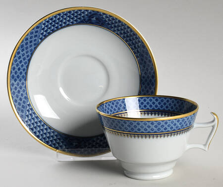 Indigo Wave Flat Cup & Saucer Set