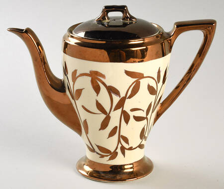 Old Lustre Ware Copper Individual Coffee Pot & Lid