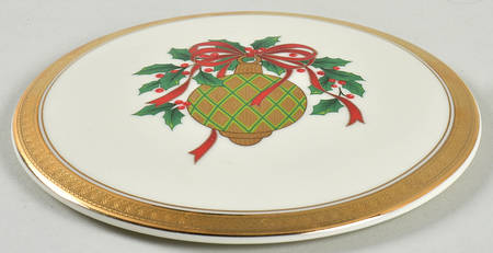 Holly Ornament (Gold) Lid for 5" Round Box