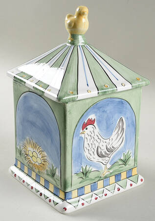 Rooster and Chicks Small Canister & Lid
