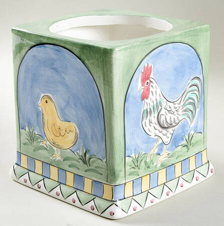 Rooster and Chicks Medium Canister No Lid