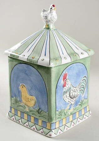 Rooster and Chicks Medium Canister & Lid