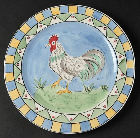Rooster and Chicks Salad/Dessert Plate