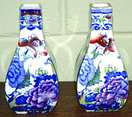 Blue Pheasants Blue Multicolor Small Bottle No Stopper