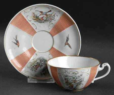Birdsong Salmon Flat Cup & Saucer Set