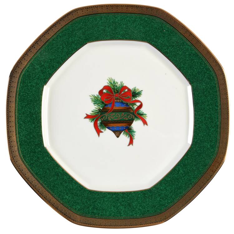 Festive Tree (Gold) Octagonal Luncheon Plate