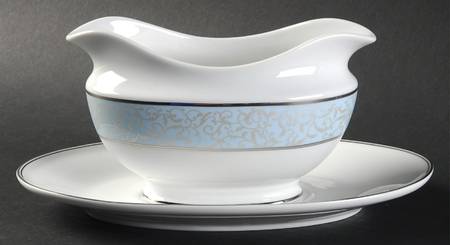 Parchment Blue Gravy Boat & Underplate by Mikasa