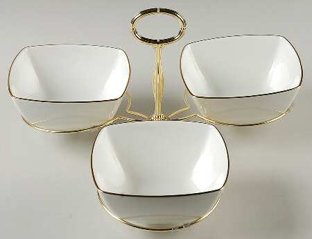 Couture Gold 7" x 12" 3-Part Relish & Metal Stand (FR) HC
