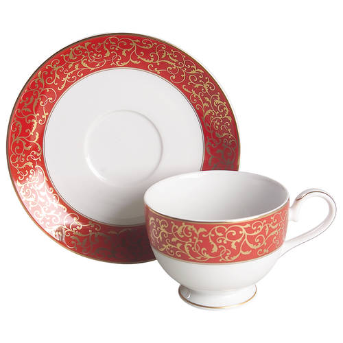 Parchment Red Footed Cup & Saucer Set by Mikasa
