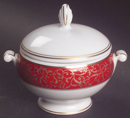 Parchment Red Sugar Bowl & Lid by Mikasa