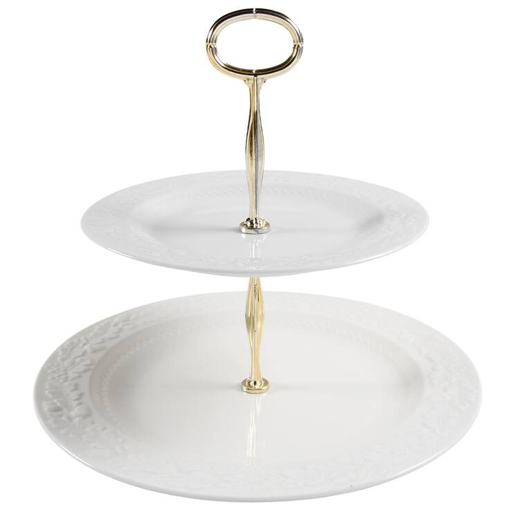 Acorn 6 5/8"-10"  2 Tiered Serving Tray (Dp, Sp) HC