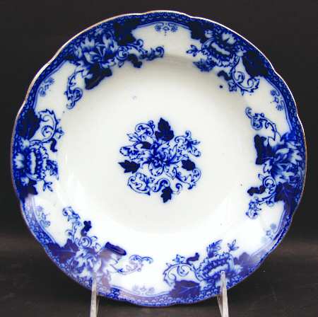 Roseville (Flow Blue, Gold Accent) Rim Soup Bowl