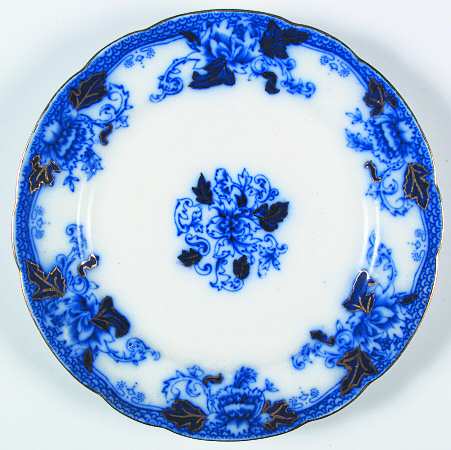 Roseville (Flow Blue, Gold Accent) Luncheon Plate