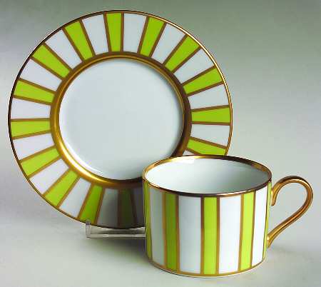 Adriatico Lime Green Flat Cup & Saucer Set