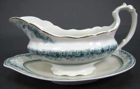 Chaplet Blue Green (Scalloped) Gravy Boat & Underplate/Relish
