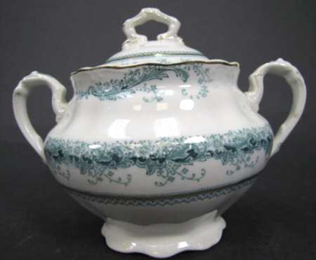 Chaplet Blue Green (Scalloped) Sugar Bowl & Lid