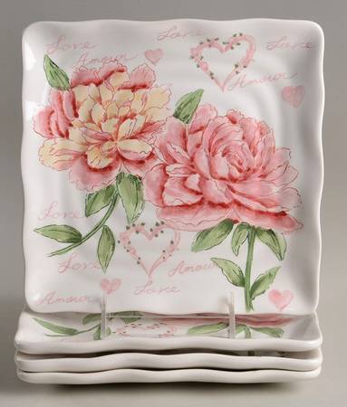 Amour Square Salad Plate - Set of 4