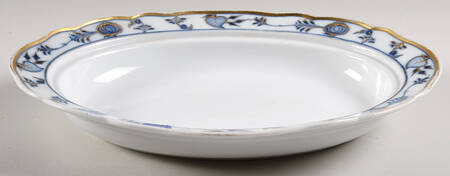 Blue Onion (Gold Trim Accent) Oval Vegetable No Lid