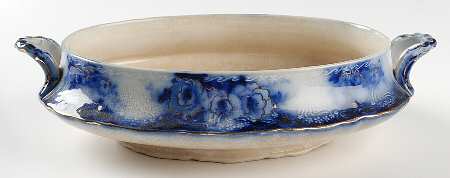 Devon (Flow Blue, Gold Accent and Trim) Oval Vegetable No Lid