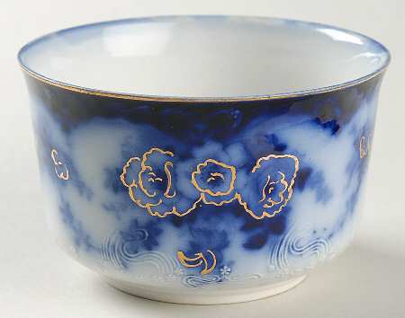 Devon (Flow Blue, Gold Accent and Trim) Cranberry Bowl