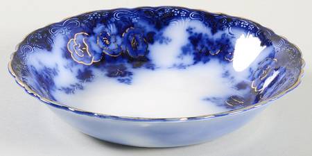 Devon (Flow Blue, Gold Accent and Trim) Coupe Soup Bowl