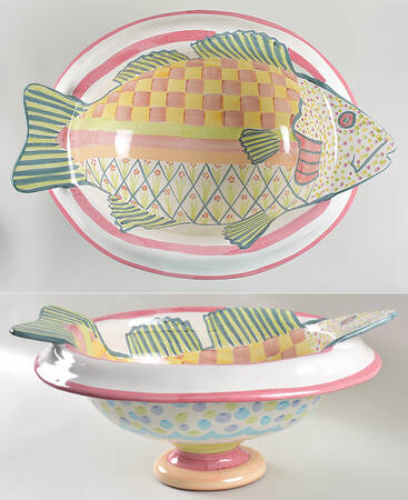 Fish Story 20" Oval Serving Bowl