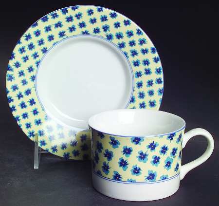 Fleurette Ivory Flat Cup & Saucer Set