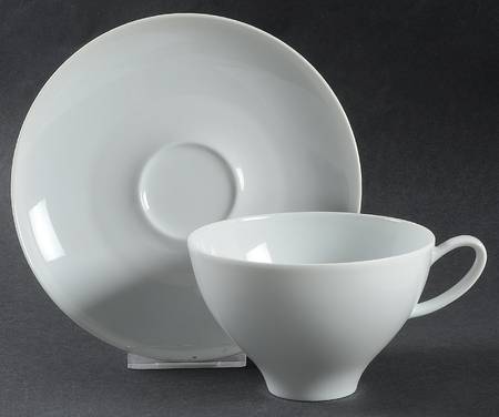 Bright White Flat Cup & Saucer Set