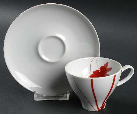 Pure Red Flat Demitasse Cup & Saucer Set