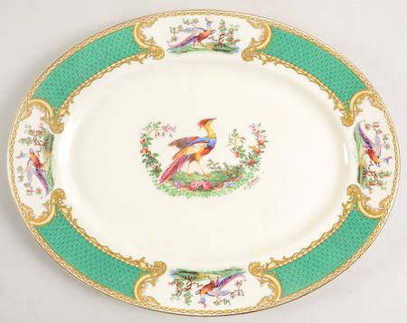 Chelsea Bird Green (No Enamel) 12" Oval Serving Platter