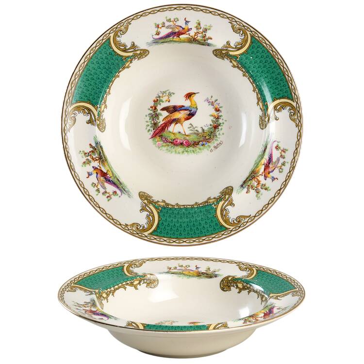 Chelsea Bird Green (No Enamel) Rim Cereal Bowl