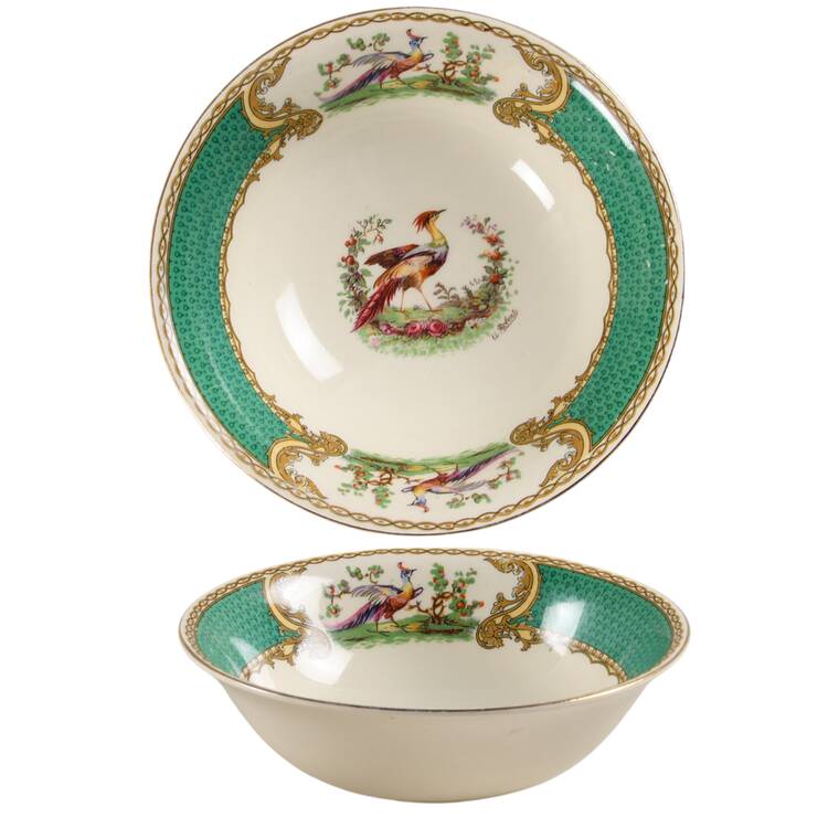 Chelsea Bird Green (No Enamel) Soup/Cereal Bowl
