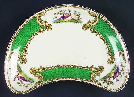 Chelsea Bird Green (No Enamel) Crescent Salad Plate