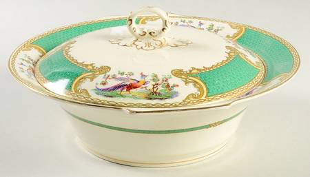 Chelsea Bird Green (No Enamel) Round Covered Vegetable