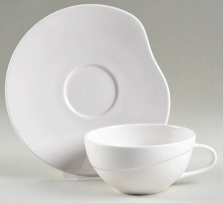 Global Cuisine White Flat Cup & Saucer Set