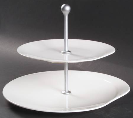 Global Cuisine White 2-Tier Serving Tray