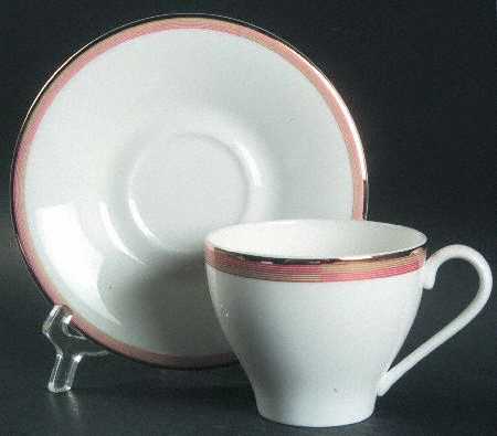 Connections Peach and Gold Flat Cup & Saucer Set