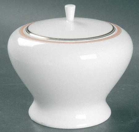 Connections Peach and Gold Sugar Bowl & Lid