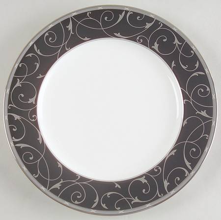 Elegant Scroll Black Salad Plate