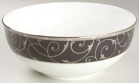 Elegant Scroll Black 8" Round Vegetable Bowl