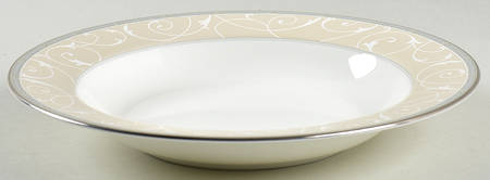 Elegant Scroll Pearl Large Rim Soup Bowl